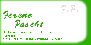 ferenc pascht business card